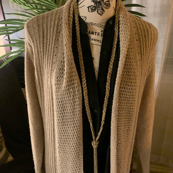 BCBGMAXAZRIA Long Wool Blend Waterfall Open Knit Cardigan - Picture 2 of 7